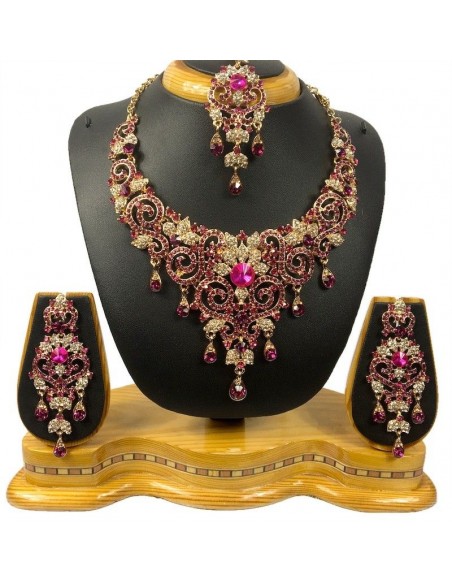 Parure bijoux indiya Rose et doré  - 1