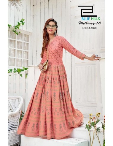 Tunique indienne longue Kurti Sweety ethnique Rose  - 1