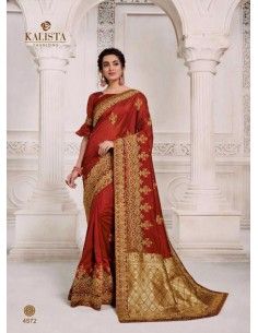Sari indien Kalista rouge et dore  - 1