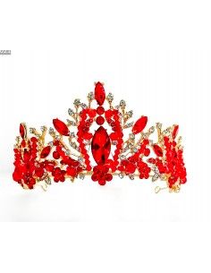 Diademe Couronne tiare rouge et doré  - 2 2