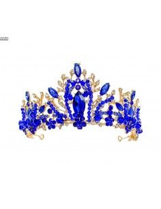 Diademe Couronne tiare Bleu et doré  - 1 2