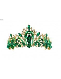 Diademe Couronne tiare vert et doré  - 1 2