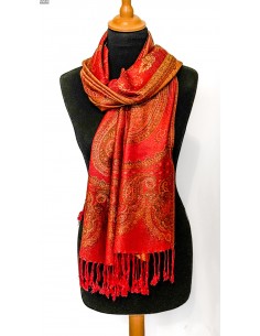 étole pashmina rouge orangé - 1 2