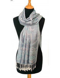 étole pashmina gris perle  - 1 2