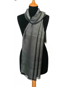 châle indien motif cachemire gris souris  - 1 2