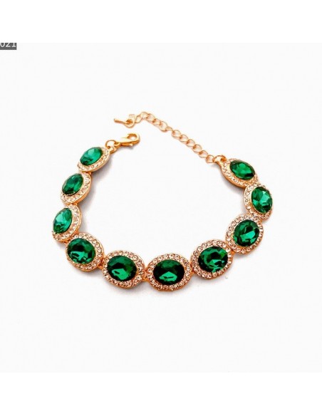 Bracelets strass et pierres verte et doré  - 1