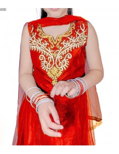 Salwar Kameez MANISHA rouge et doré  - 2 2