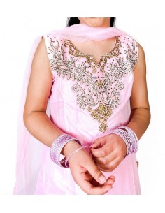 Salwar Kameez MANISHA rose et doré  - 1 2