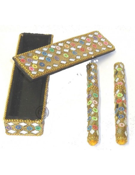 Set Stylo Pailleté Doré Bazar indien