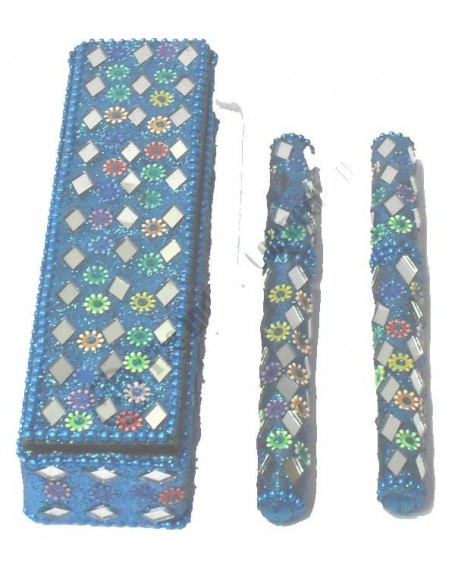 Set Stylo Pailleté Bleu Turquoise Bazar indien