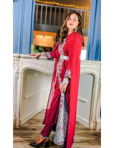 Robe de Soirée indienne rouge et argenté  - 2 2