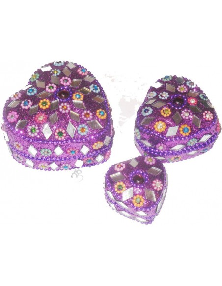 Set Pot 3 Pièces Pailleté Coeur Violet Bazar indien