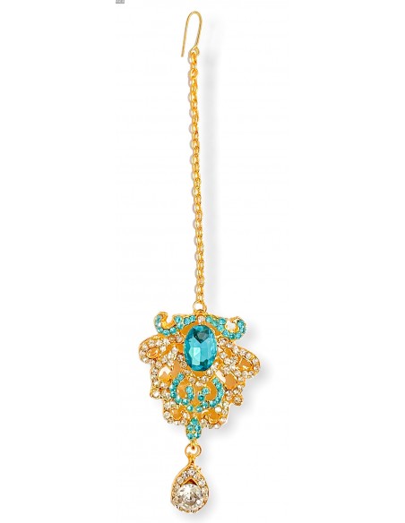 Maag Tikka Bijoux tête Front dore turquoise  - 1