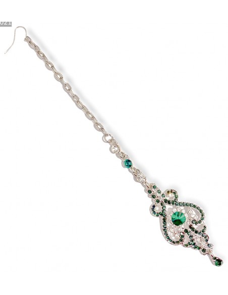 Maag Tikka Bijoux tête Front vert argenté  - 1