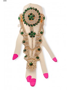 Bijoux de main indien vert doré  - 1 2