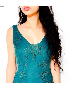 Robe de Soirée Strass vert Bella  - 1 2