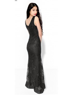 Robe de Soirée Strass Noir Bella  - 1 2