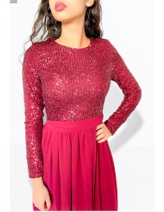 Robe de Soirée Strass Oriantana Rouge  - 1 2