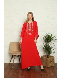 Caftan Tunique kaftan longue Kurti ethnique rouge  - 1