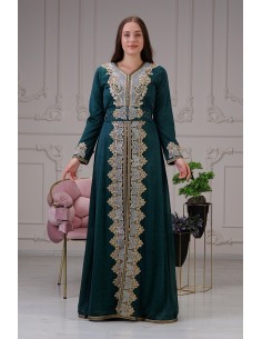 Caftan Vert bleu Robe oriental Chic  - 1