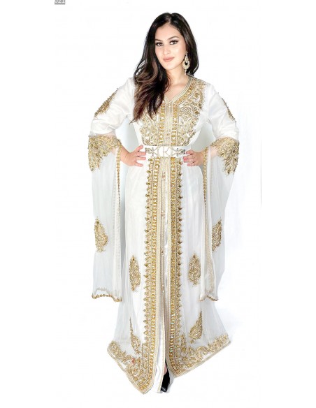 Caftan Blanc robe oriental Kaftan moderne chic  - 1