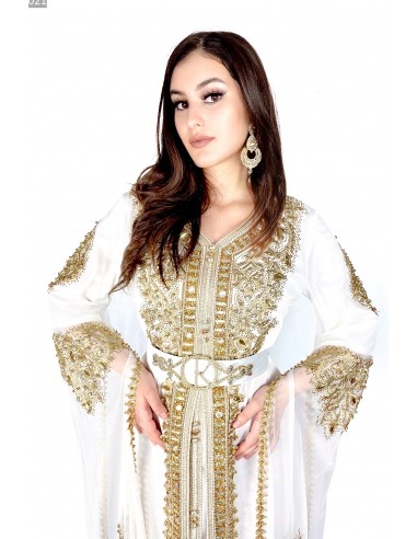 Caftan Blanc robe oriental Kaftan moderne chic  - 2
