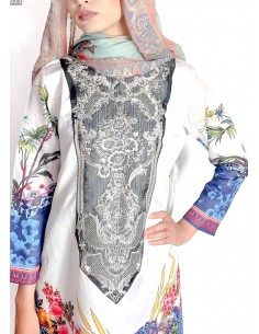 Tenue indienne pakistanaise Salwar Kameez Churidar Anarkali Rouk Bleu blanc  - 1 2