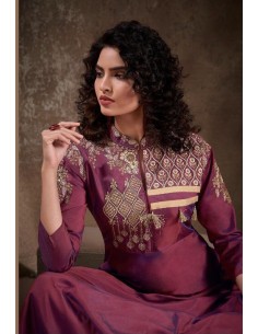 Robe de Soirée Princesse Longue Prune vardan  - 1 2
