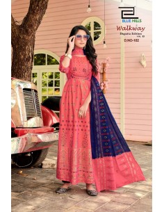 Tunique robe indienne longue Kurti walkway Corail  - 1
