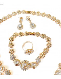 Parure Bijoux indiens plaque or 5 pieces SP22  - 1 2