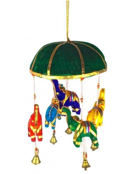 SUSPENSION MOBILE INDIEN ELEPHANT Vert  - 1