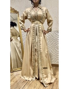 Takchita caftan satin Doré modele 2021  - 1 2