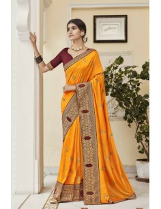 Sari indien Kalista Rang  Jaune saree  - 1
