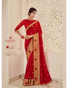 Sari indien Kalista Rang Rouge saree  - 1