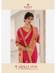 Sari indien Kalista Rang Rose Saree  - 1 2