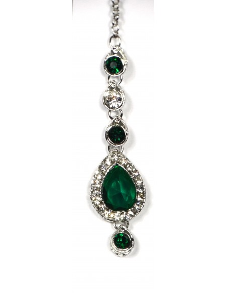 Maag Tikka Bijoux Front Vert et argent Maang Tikka ( bijoux de tête )