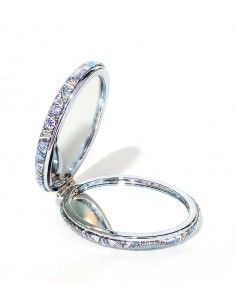 Miroir oval motifs indien bleu violet blanc  - 1 2