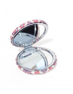 Miroir oval motif indien blanc rouge violet  - 1 2