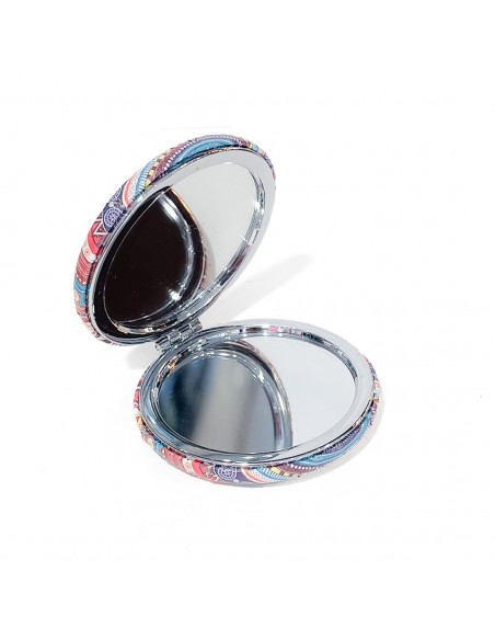 Miroir oval motif indien multicolore  - 2