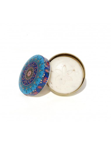 boite en métal motifs indien bleu turquoise avec savon parfumé  - 1