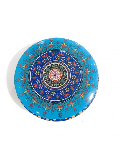 boite en métal motifs indien bleu turquoise avec savon parfumé  - 3