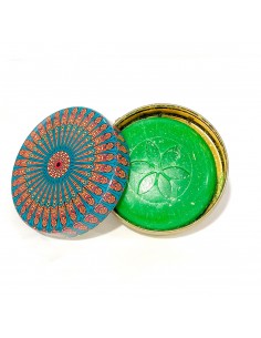 boite en métal motifs indien avec savon parfumé vert  - 1 2