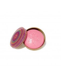 boite en métal motifs indien rose avec savon parfumé  - 1 2