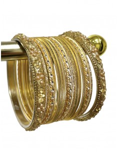 Bangles bracelet indiens Perlé doré  - 1