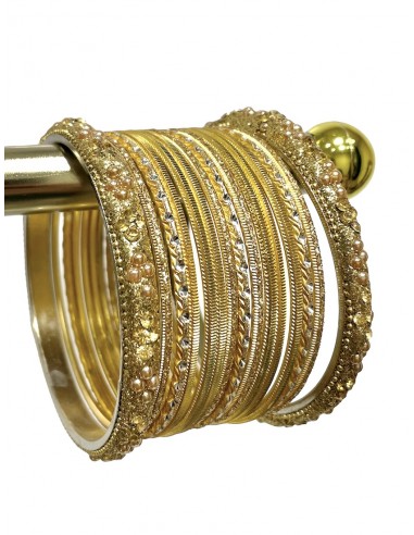 Bangles bracelet indiens Perlé doré  - 1