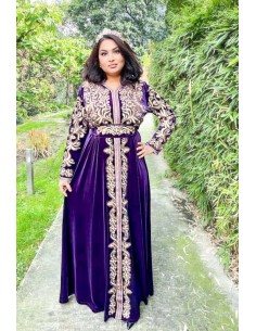 Caftan Takchita Robe oriental abaya velours violet  - 1