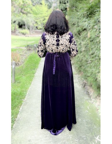 Caftan Takchita Robe oriental abaya velours violet  - 3