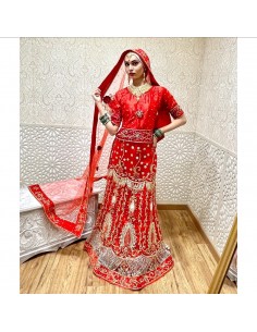Lehenga Choli Haute Gamme SAGAR Rouge  - 1 2