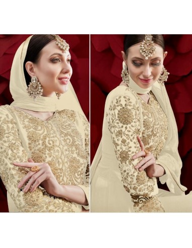 Robe indienne Brodé Haute Gamme SENHORA Blanc beige  - 4