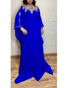 Robe Dubai farasha Bleu Dore caftan JV22  - 1
